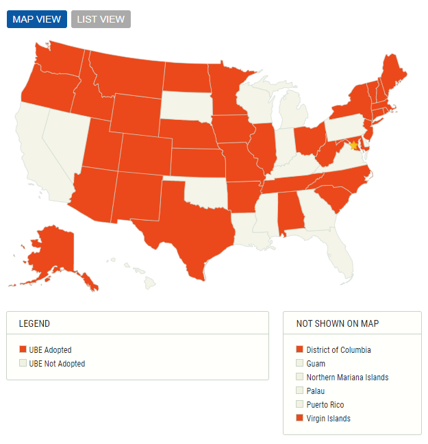 UBE Bar Exam Jurisdictions